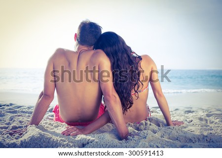 Wear view of couple hugging at the beach