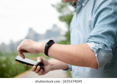 wearable concept man using smart watch