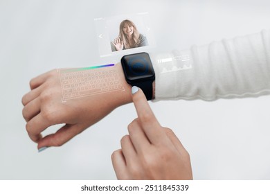 Wearable holographic smartwatch future technology - Powered by Shutterstock