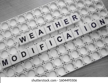 Weather Modification, Word Cube With Background.