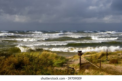 Weather On A Baltic Sea In Autumn - Waves, Wind And Storm