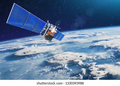 Weather Satellite For Observing Powerful Thunderstorms Of Storms And Tornadoes In Space Orbiting The Earth. Elements Of This Image Furnished By NASA.