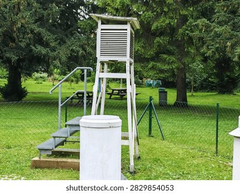 weather station with different measuring instruments, observing weather conditions in meterology
