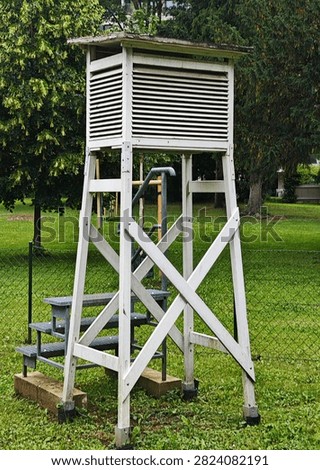 weather station with different measuring instruments, observing weather conditions in meterology