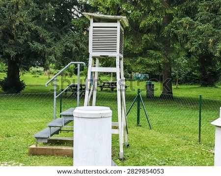 weather station with different measuring instruments, observing weather conditions in meterology
