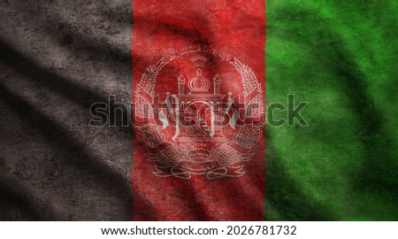 Weathered Afghanistan flag grunge rugged condition waving