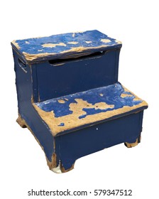 Weathered Blue Shoe Shine Stand. Isolated.