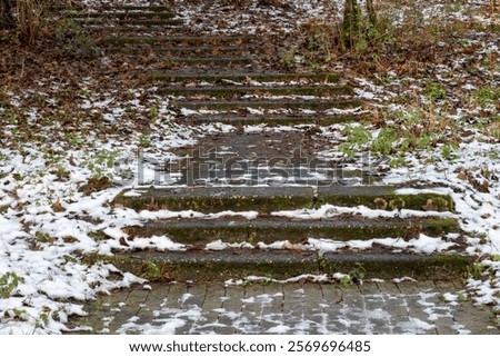 Similar – Image, Stock Photo Concrete steps with fall leaves