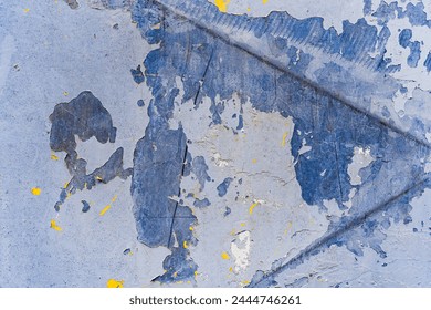 Weathered Container Metal Texture with Peeling Blue Paint of a Raw Scratched Trash Can