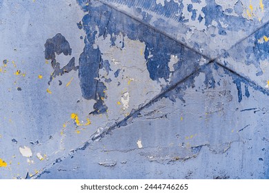 Weathered Container Metal Texture with Peeling Blue Paint of a Raw Scratched Trash Can