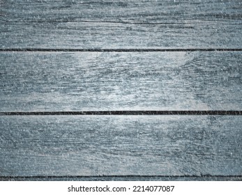 Weathered Fence Panel In Snow With Blue Tint