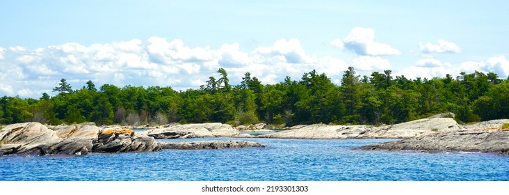 Weathered Granite islands and pine trees in Georgian Bay Ontario Canada - Shutterstock ID 2193301303