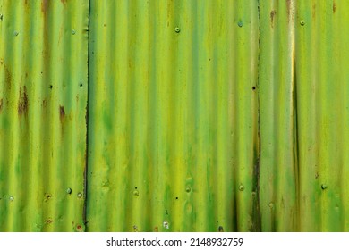 Weathered Green Corrugated Iron Background