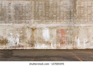 Weathered And Grunge Concrete Wall Inside Old Warehouse Building