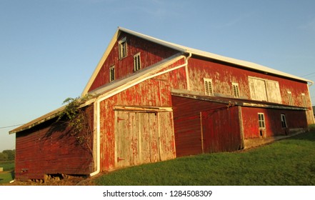 weathered red barn