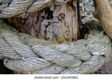 Weathered Rope On An Old Jetty