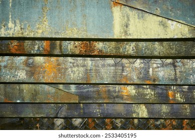 Weathered wooden surface with peeling paint and rusted textures - Powered by Shutterstock