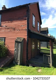 Weatherly, PA, USA September 21, 2017The Red Clapboard Houses Of The Eckley Village Demonstrates Life For The Poor Irish Immigrants Who Worked In The Coal Mines Near Weatherly, Pennsylvania