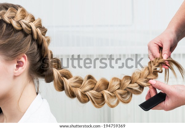 Weave Braid Girl Hair Salon Stock Photo Edit Now 194759369