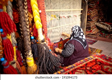 Weaver On Traditional Turkish Hand Loom