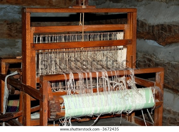 Weaving Loom Circa 1900 Log Cabin Objects Interiors Stock Image