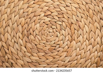 Weaving texture background. Pattern of reed or water hyacinth weaving mat with vintage style for background and design art work. Copy space. Mock up.