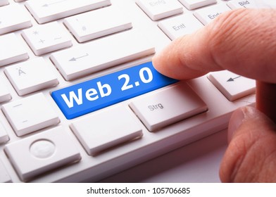 web 2 0 rss or blog concept with internet computer key on keyboard