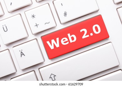 web 2 0 rss or blog concept with internet computer key on keyboard