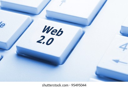 web 2 0 rss or blog concept with internet computer key on keyboard