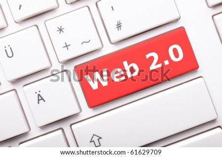 web 2 0 rss or blog concept with internet computer key on keyboard