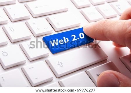 web 2 0 rss or blog concept with internet computer key on keyboard