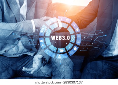 The Web 3.0 technology ecosystem and its digital applications. An interface showcasing the various components of the next generation internet. Motif