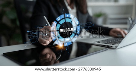 The Web 3.0 technology ecosystem and its digital applications. An interface showcasing the various components of the next generation internet. Motif