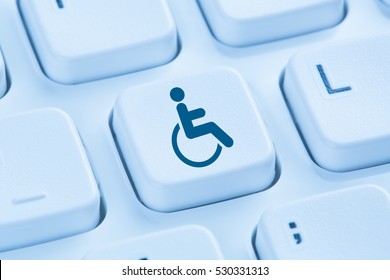 Web accessibility online internet website computer for people with disabilities symbol blue keyboard