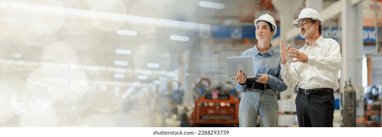 Web Banner A new generation of engineers in a metal sheet factory.  Studying work methods from supervisors or colleagues and studying by yourself  be taught professionally - Powered by Shutterstock