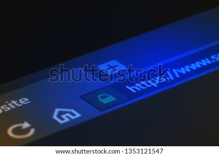Web browser closeup on LCD screen with shallow focus on https word. Internet security, SSL certificate, cybersecurity, search engine and web browser concepts