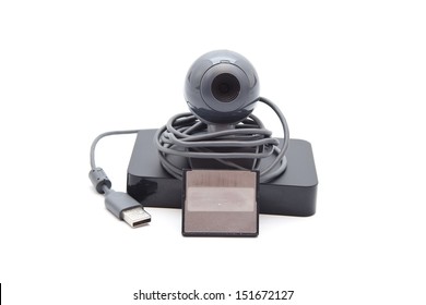 Web Cam With Card Medium And External Hard Drive Disk For Saving 