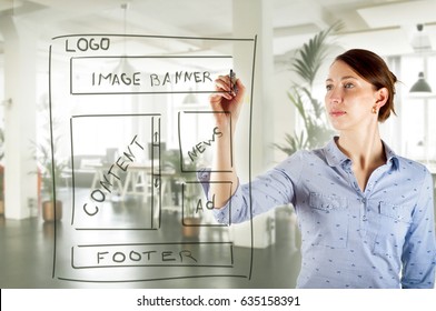 Web Designer Drawing Website Development Wireframe Stock Photo ...