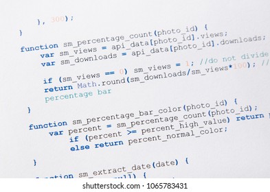Web developer programming code. Programming, webdesign HTML printed code. Computer www script.