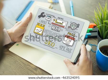 Web Development Concept on Tablet PC Screen