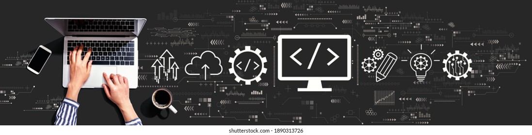 Web development concept with person using a laptop computer