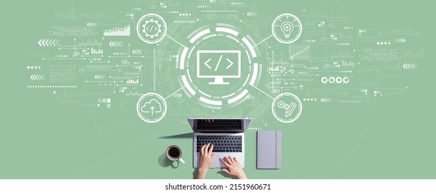 Web development concept with person working with a laptop - Powered by Shutterstock - Get 15% off with code: PIKWIZARD15