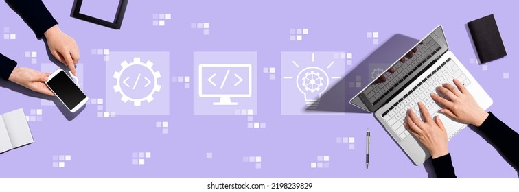 Web Development Concept With Two People Working Together