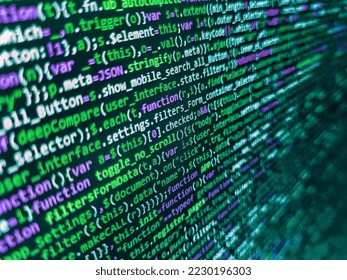 Web development work concept. Shallow depth of field, selective focus effect. PHP data source file. Code text written and created by myself. Freeware open source project. Data processing center