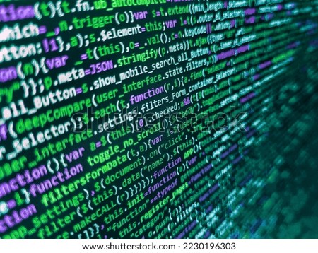 Web development work concept. Shallow depth of field, selective focus effect. PHP data source file. Code text written and created by myself. Freeware open source project. Data processing center