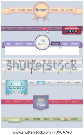 Web Elements Header & Navigation Templates Set