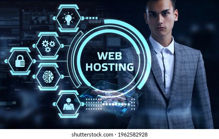 Web Hosting. The activity of providing storage space and access for websites. Business, modern technology, internet and networking concept