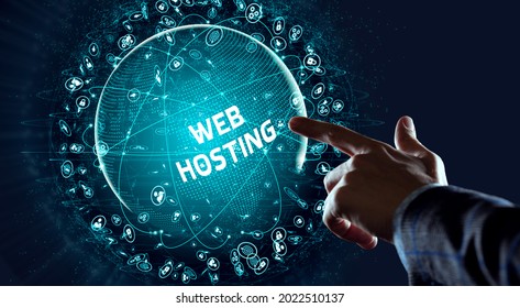 Web Hosting. The activity of providing storage space and access for websites. Business, modern technology, internet and networking concept