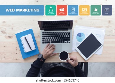 Web Marketing Concept With Icon Set