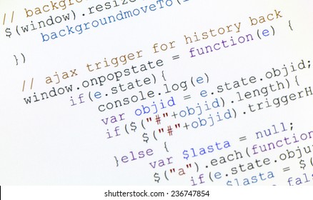 Web Page Generic Javascript Code On Computer Monitor